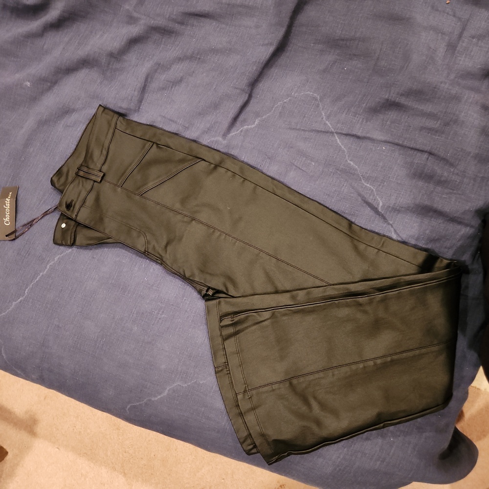 Black semi leather women pants